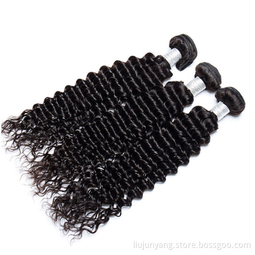 10A Human Hair Bundles Deep Wave Brazilian Virgin Deep Curly Hair Extensions Natural Black